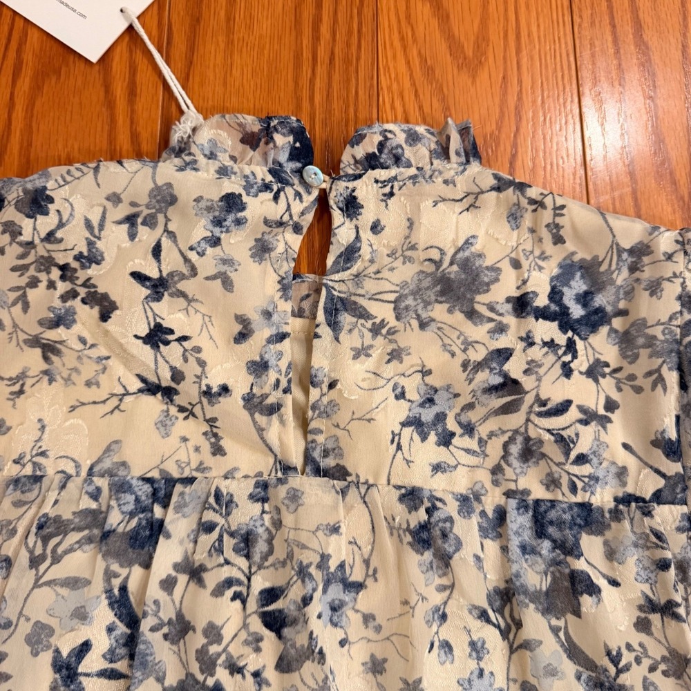 Polagram Womens Dress Medium Blue Floral Smocked Tiered Boho Cottagecore - Picture 9 of 12